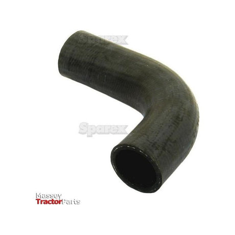 Curved black rubber Top Hose featuring the Sparex logo in gray, displayed against a white background, paired with a Massey Ferguson hose clip. (Inner Ø of both ends: 35mm | Sparex Part No. S.40019)