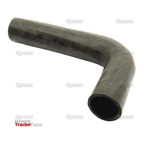 A Sparex Top Hose (Part No. S.43125), featuring a durable black rubber construction, is bent at a 90-degree angle and displayed against a white background with the Massey Tractor Parts and Sparex logos. Both ends of the hose have an inner diameter of 48mm.