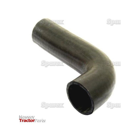 A Sparex Top Hose (Part No. S.41830) with an inner diameter of 49mm on both ends, featuring a black rubber construction with a 90-degree bend, is showcased on a white background. It is accompanied by the Massey Tractor Parts and Sparex logos and includes a durable hose clip for secure installation.