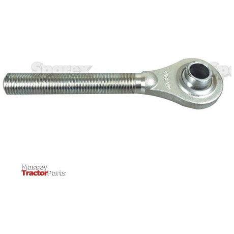 The Top Link Ball End - 1 1/8" UNC - Cat.1 by Sparex (Sparex Part No.S.290) is a metal rod end bearing featuring a threaded shaft and eyelet joint, ideal for use in tractor parts. It offers precise overall length and ball bore specifications, shown on a white background with the text "Massey Tractor Parts.