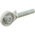 Image of a Sparex Top Link Ball End - M30x3 Metric - Cat.1 (Sparex Part No.S.29430) featuring a metal rod end bearing with a threaded shaft and an eye-shaped head containing a smooth bore for connection. Commonly used in mechanical or industrial applications, this component features specific metrics such as overall length and thread length that are essential for precise fit and function.