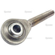 Introducing the Sparex Top Link Ball End - 1 3/8'' UNC - Cat.2, Part No. S.15555: a robust and precisely engineered metal rod end bearing featuring a threaded shaft and a spherical joint, designed for versatile applications and labeled "Forged" for durability.