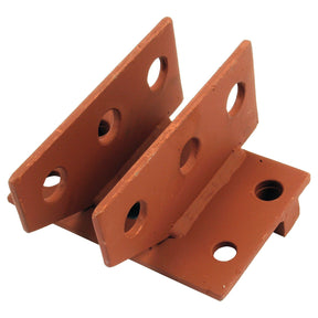 A detailed view of the brown, metal Sparex Top Link Bracket (Sparex Part No. S.70547) featuring multiple circular holes, designed for mounting or joining purposes.