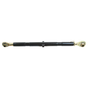 A hydraulic cylinder in black featuring metal fittings on both ends, crafted for seamless integration with a Category 1 Implement. Officially known as the Top Link (Cat.1/1) Ball and Ball, 1 1/16'', Min. Length: 590mm - S.584, from the Sparex brand.