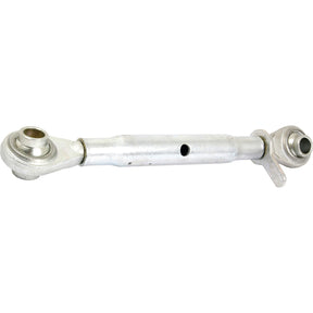 The Sparex Top Link (Cat.1/1) Ball and Ball, M22, Min. Length: 345mm. - S.13276 is a metal rod with joints on both ends, featuring a hole in the middle section and a small flange near one end that facilitates attachment to the tractor end.