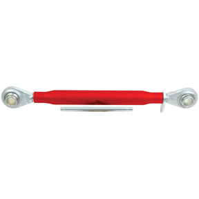 A red Sparex Top Link (Cat.1/2) Ball and Ball, 1 1/8'', Min. Length: 451mm. - S.483 featuring threaded rods and attached fasteners, positioned horizontally against a white background, showcases an implement end designed for agricultural machinery.