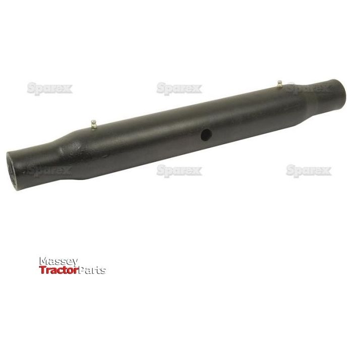 A black Sparex Top Link Centre Tube, M36x3 metric and 483mm in length, with a cylindrical shape and small protrusions, shown against a white background. The image features the Massey Tractor Parts logo and has the model number S.16845.