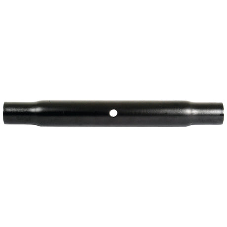 A cylindrical, black metal pipe with a single circular hole in the center. This symmetrical, hollow pipe is identified as the Sparex Top Link Centre Tube - M40x3 Metric - 483mm (S.52390) and features no additional markings or features.