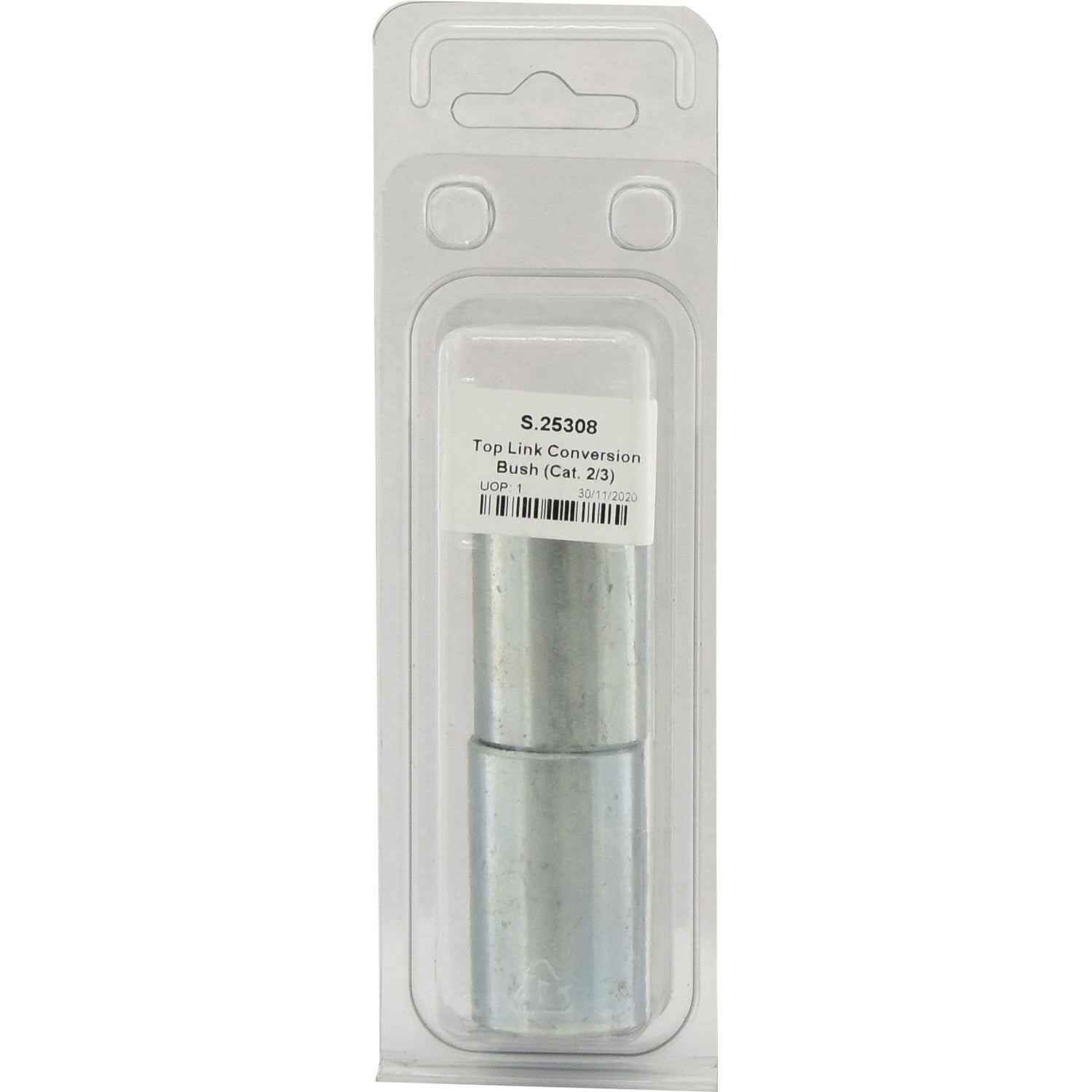 A Sparex Top Link Conversion Bush (Cat. 2 to 3) from Agripak, product code S.25308, available in a 2-piece package, featuring clear labeling and a barcode. Dimensions: ID: 25.4mm, OD: 32mm.