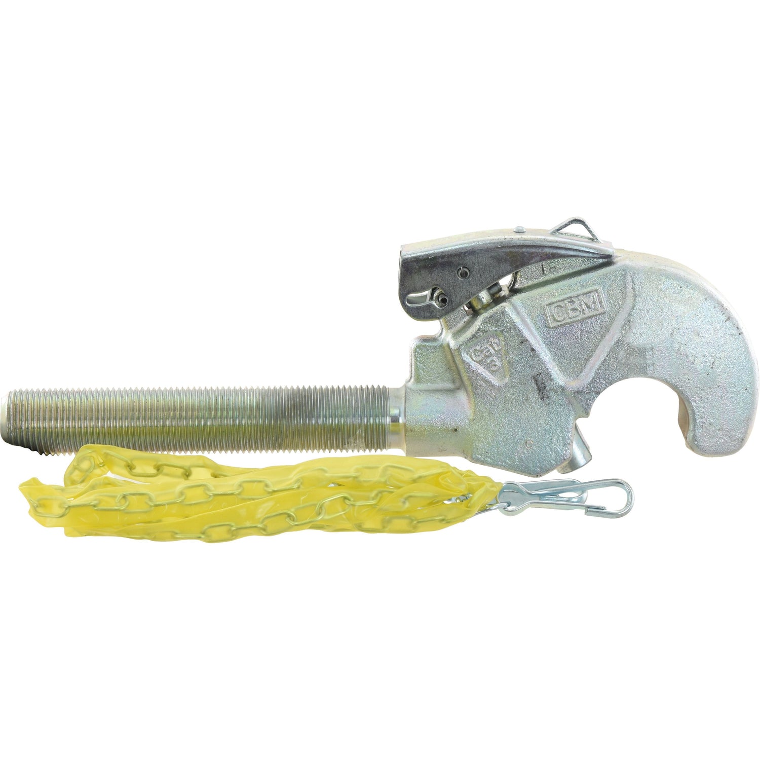 The Sparex Top Link Forged Hook - Cat. 3, featuring an M36 x 3.00 (RH) threaded bolt attached to a yellow chain, is suitable for securing materials.