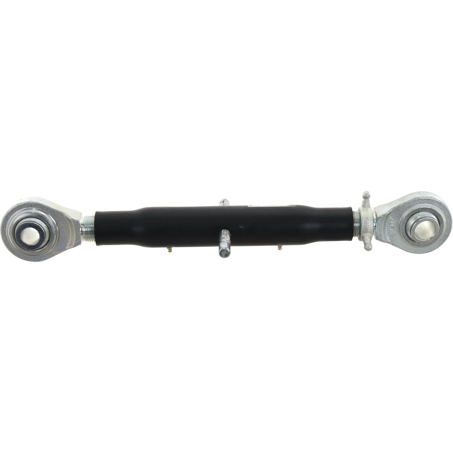 The Top Link Heavy Duty (Cat.2/3) Ball and Ball, M40x3, with a minimum length of 540mm (S.52382), is a robust metal turnbuckle featuring a black central body and silver adjustable ends, ideal for tractor implements. Available through Sparex.