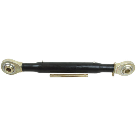 The Top Link Heavy Duty (Cat.3/3) Ball and Ball, 1 3/8'', Min. Length: 670mm - S.4603 by Sparex features a black central tube and metal ends, typically used in vehicle steering systems for aligning the wheels. It is an ideal heavy-duty replacement implement for Category 3/3 tractors.