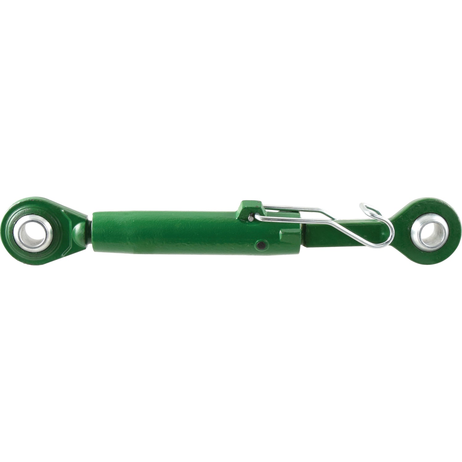 The Top Link Heavy Duty (Cat.3/3) Ball and Ball, M36 x 4.00, Min. Length: 530mm - S.150430 by Sparex is a robust green turnbuckle featuring a safety pin, perfect for adjusting tension and length in various applications.