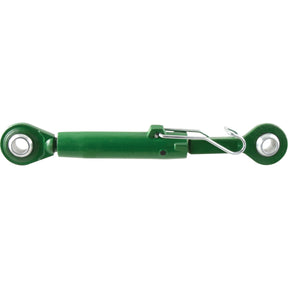 The Top Link Heavy Duty (Cat.3/3) Ball and Ball, M36 x 4.00, Min. Length: 530mm - S.150430 by Sparex is a robust green turnbuckle featuring a safety pin, perfect for adjusting tension and length in various applications.