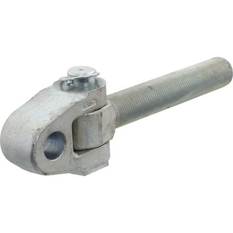 Introducing the Top Link Knuckle Thread (Sparex Part No. S.29337) by Sparex, a metallic mechanical component with an overall length of 318mm. This product features a threaded rod that is 190mm long, adorned with an M36x3 right-hand thread, and includes a hinge mechanism at one end.