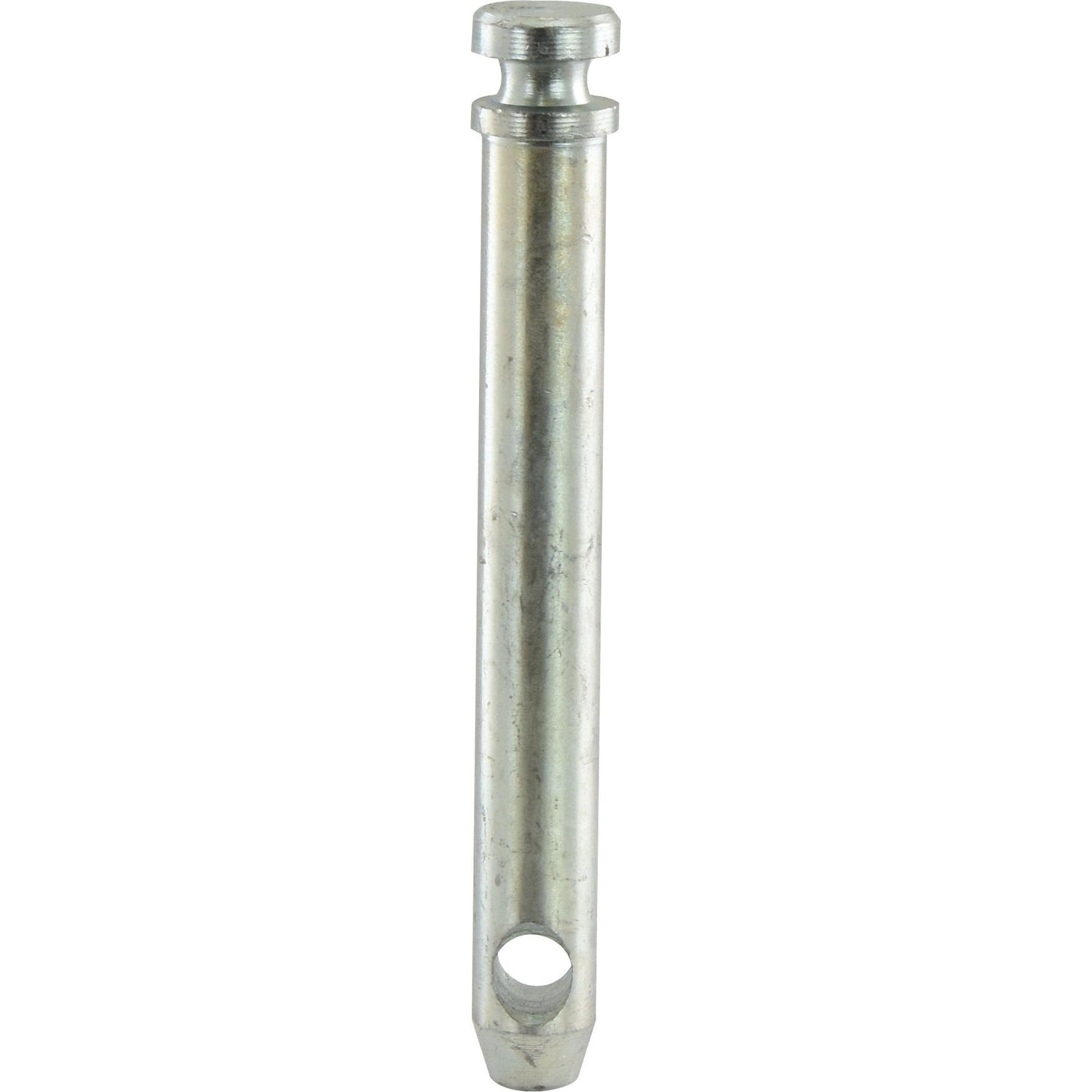 Top link pin 19x127mm Cat. 1 with a head on one end and a hole near the other end, suitable for Ford / New Holland equipment (Sparex Part No. S.77).