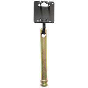 The Top Link Pin - S.900077 is a metal bracket connected to a vertical rectangular metal rod with a hook, compatible with Sparex parts and designed for Category 1 hitches using a Standard Pin.