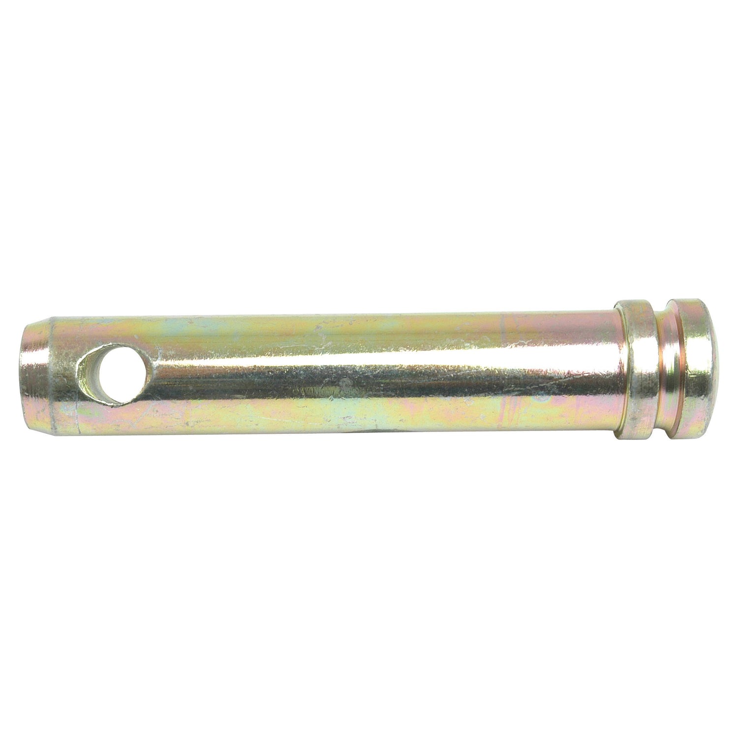 The Sparex Top Link Pin 25x102mm Cat. 2 (Part No. S.69) is a high-quality cylindrical metal pin designed for Ford/New Holland models. It features a 25mm diameter, with a hole near one end and a grooved ring at the other end, making it ideal for securing or fastening components and ensuring reliable performance.