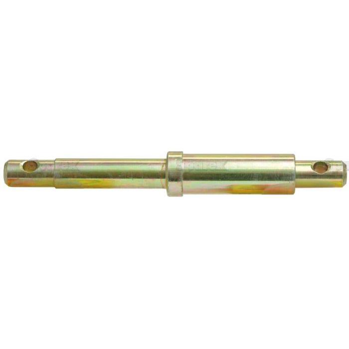 The Top link pin - Dual category 17-19-25mm Cat.1/2 by Sparex (Sparex Part No. S.5008) is a metal dowel pin featuring holes on both ends and a central section that is slightly wider than the ends, with a defined working length, ideal for mechanical or structural applications.