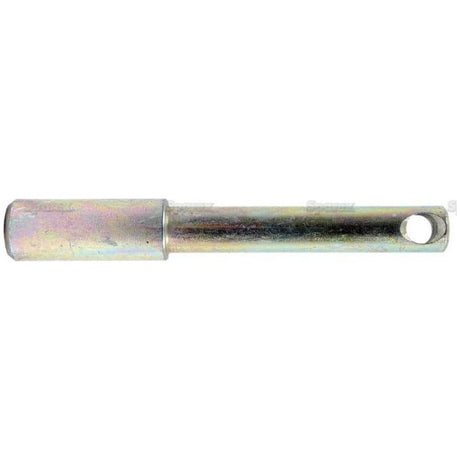 Introducing the Sparex Top Link Pin - Dual Category 19 - 25mm Cat.1/2 (Sparex Part No.S.15127), a cylindrical metallic rod featuring a precision-engineered overall length, a hollow end, and a circular hole near the opposite end for versatile applications.