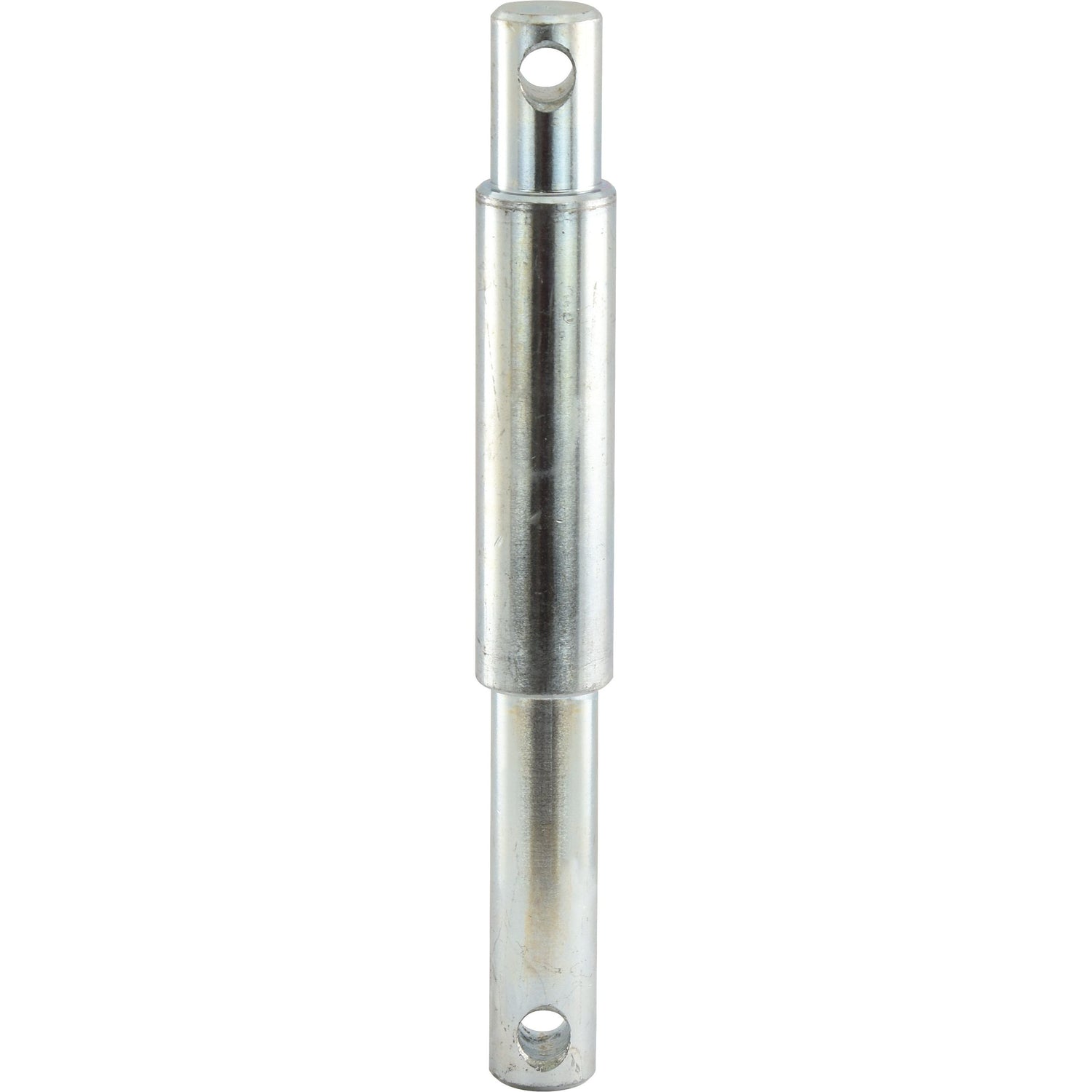 A metallic cylindrical rod, known as the Top Link Pin - Dual Category 25 - 32 - 25mm Cat.2/3 (Sparex Part No.S.14413), featuring holes at both ends and meeting all Product Specifications from Sparex.
