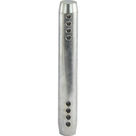 A cylindrical, metallic object with a row of six evenly spaced holes along its length, resembling a Sparex Top Link Pin - Unilink 22mm Cat. 1 (Sparex Part No. S.368), is viewed against a plain white background.