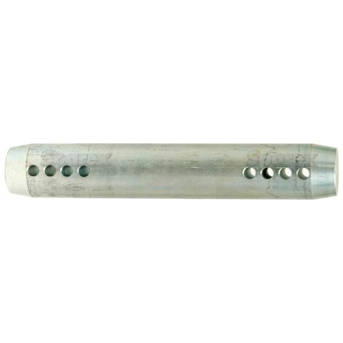 The Top Link Pin - Unilink 25mm Cat. 2, compatible with Sparex Part No. S.367, is a steel cylindrical rod featuring multiple evenly spaced holes along its length. This Sparex-compatible design ensures a precise working length, making it ideal for use in various applications where versatility and reliability are essential.

