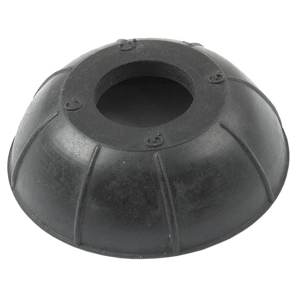 A Track Rod End Rubber Boot, S.40191 from Sparex, in black rubber with a round central hole and grooved outer surface, diameter: 16.5mm.