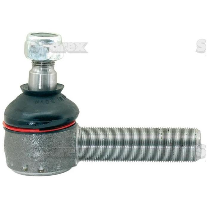 Close-up of a track rod assembly, specifically the Sparex Track Rod (S.57871), which is 106mm in length and features a threaded rod, metal housing, black rubber seal, and a metallic joint on top. The male thread has an M24 x 1.5 RH specification from Sparex.