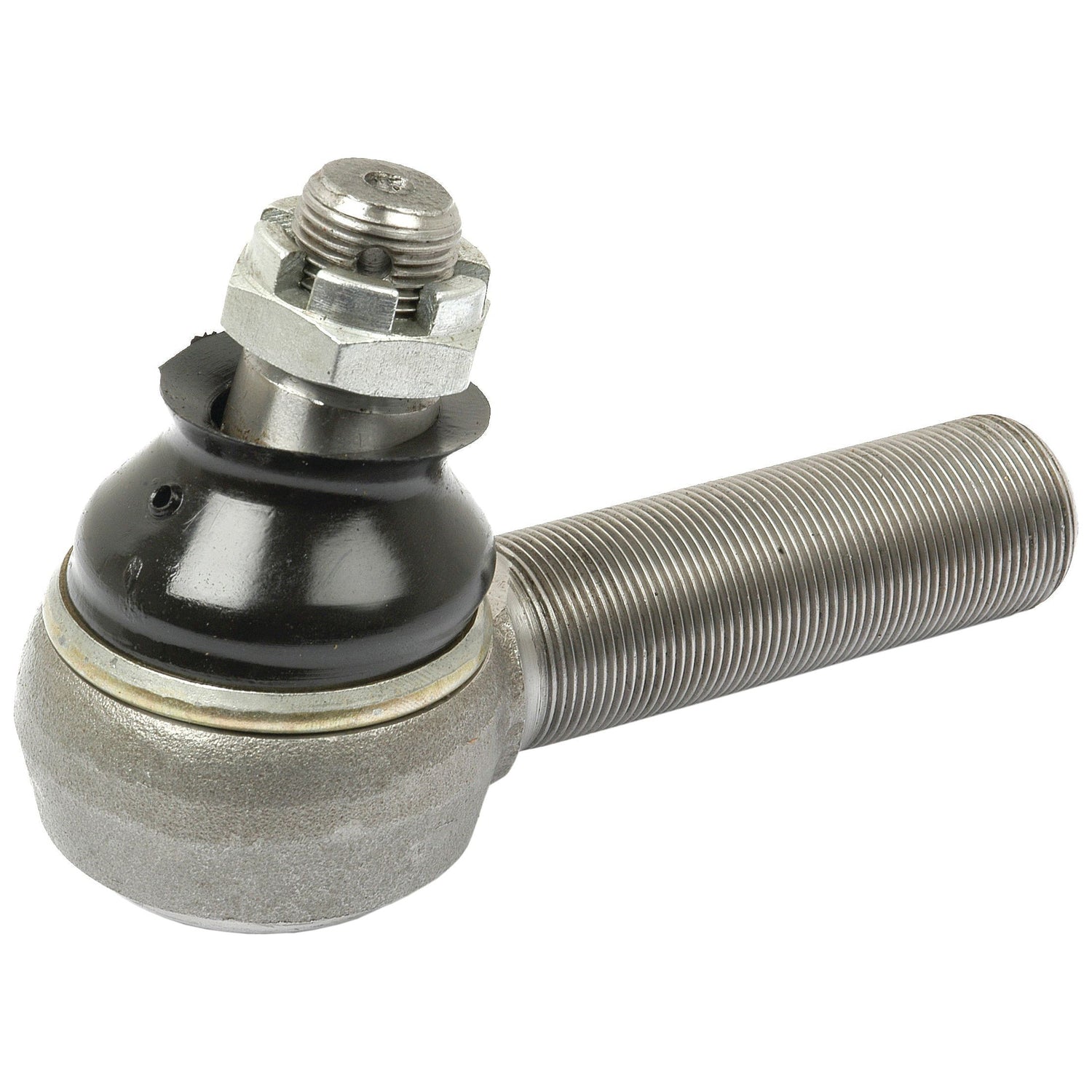 The Sparex Track Rod, S.42087, is a 120mm metal automotive tie rod end featuring a threaded shaft and ball joint housing. It includes a lock nut, castle nut with cotter pin hole, and male thread that extends straight on the outer side.