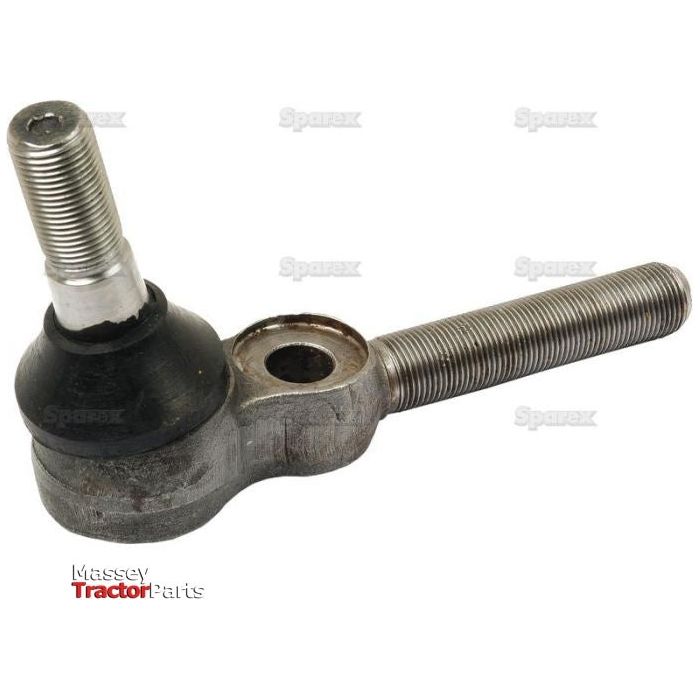 The Track Rod - S.40185 by Sparex is a high-quality component often used in machinery, featuring a male thread - straight, 13/16" x 16tpi, with one threaded end and one bolt end. The Massey Tractor Parts logo is visible at the bottom of the image, ensuring reliable performance over its 150mm length.