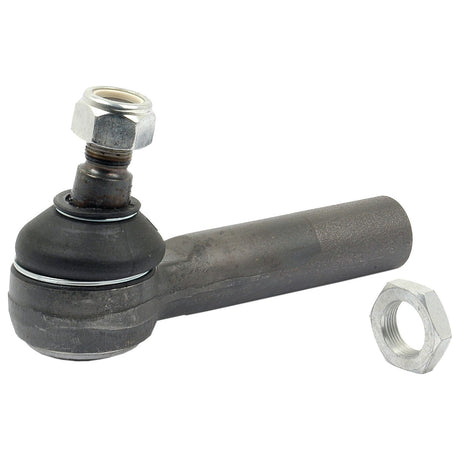 A metal automotive track rod, measuring 175mm in length and equipped with a threaded stud and attached ball joint, is shown next to a separate hex nut, featuring specifications such as M20 x 1.5. This component, the Sparex Track Rod S.58739, exemplifies precision engineering for vehicle maintenance.