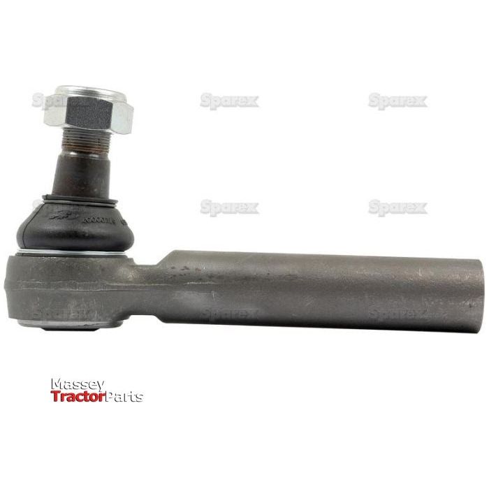 A close-up of a tractor part, specifically a track rod (length: 220mm) with a threaded bolt and nut. The background is plain white, and the words "Massey Tractor Parts" and "Sparex" are visible alongside the specs "Track Rod, Length: 220mm - S.58738.