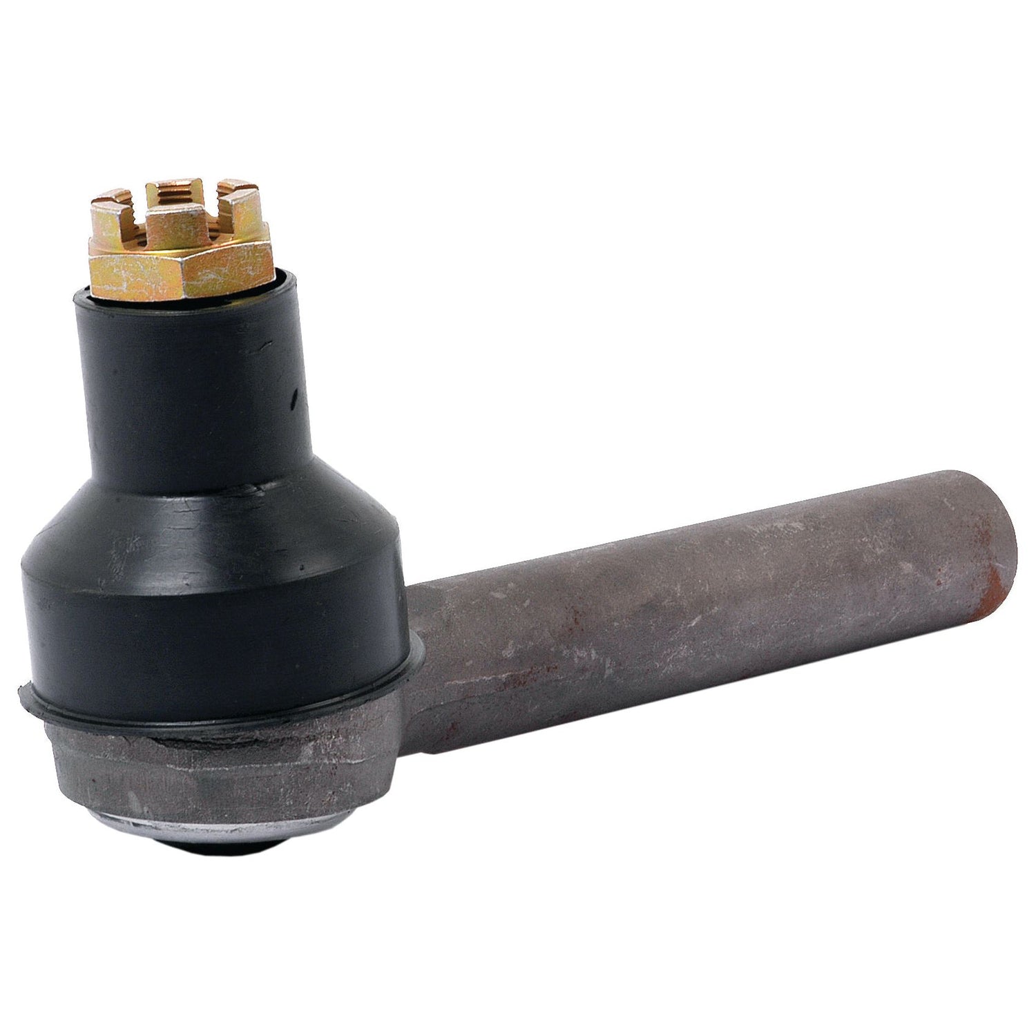 The Sparex Track Rod S.70601, measuring 240mm in length, features a cylindrical arm and a black joint. The top is equipped with a brass-colored castle nut while the bottom contains a ball joint. This durable component also includes an M24 x 1.5 RH female thread for easy installation.