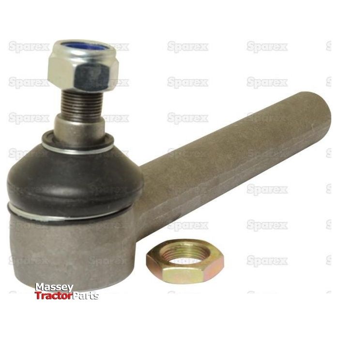 Close-up of the Track Rod (Length: 260mm - S.111041), showing the detailed ball joint, nut, and threaded bolt. The background features a repeating "Sparex" watermark logo. The Massey Tractor Parts logo appears in the bottom left corner, highlighting compatibility with Massey Ferguson models.