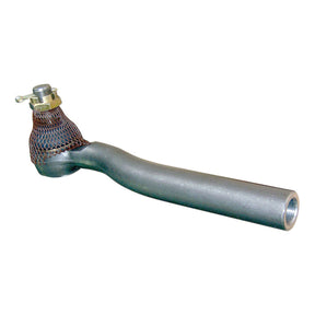 The Track Rod, Length: 335mm - S.21194 by Sparex is a gray metal pipe featuring a curved section, an attached mesh covering on one end, and a female thread screw fitting at the top.