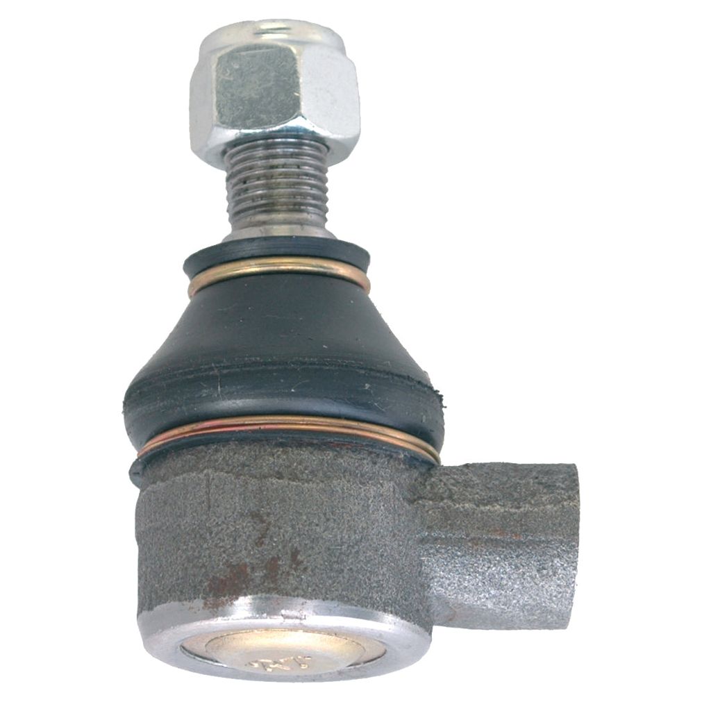 Close-up of a ball joint used in automotive suspensions. The Sparex Track Rod (S.40136) consists of a threaded stud, a ball, and a socket within a cylindrical housing. The stud has a 1/2" x 20tpi hexagonal nut at the top and measures 34mm in length.