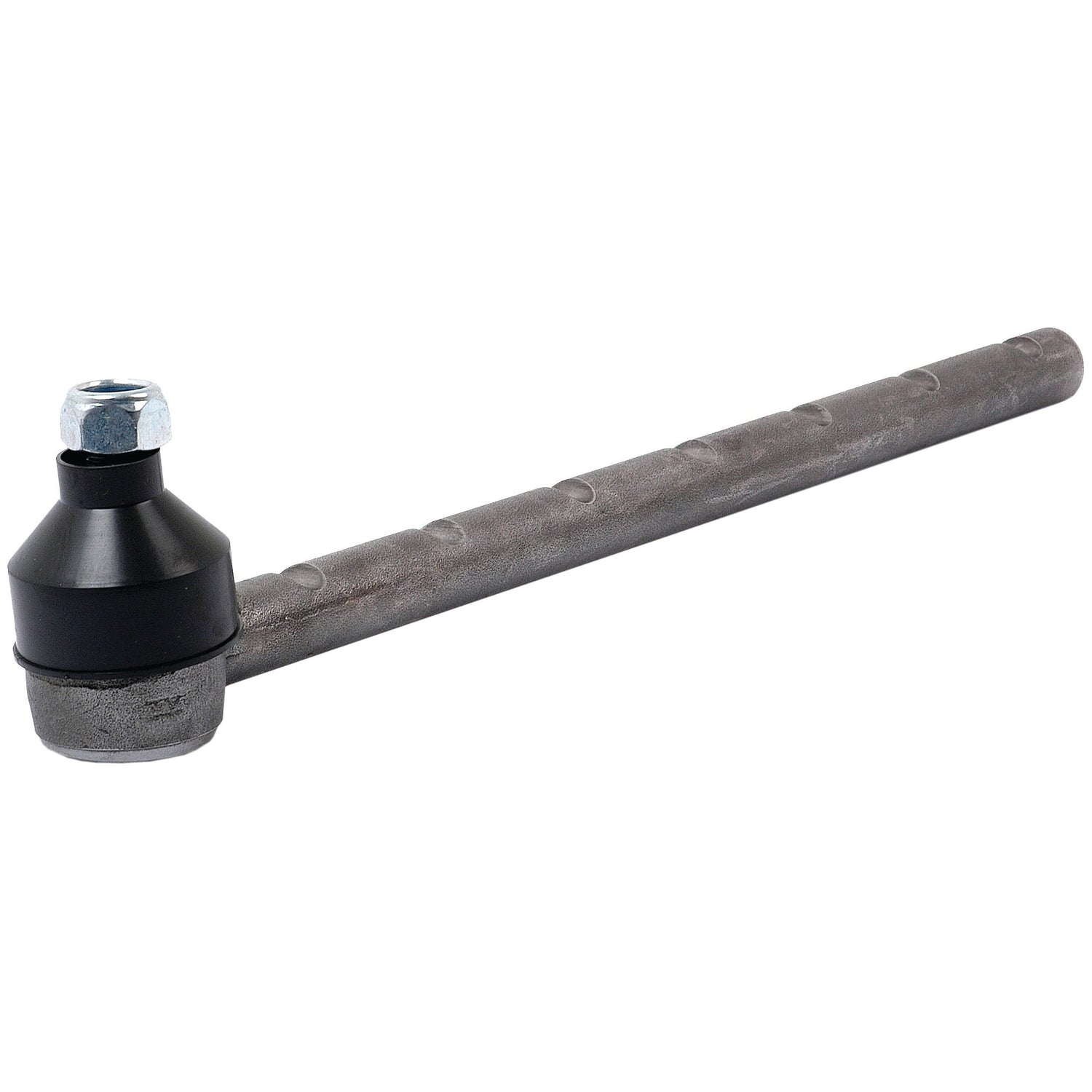The Sparex Track Rod (S.71263), measuring 378mm in length, is a metal tie rod end with an inner thread, featuring a cylindrical rod attached at a right angle to a joint with a threaded bolt.