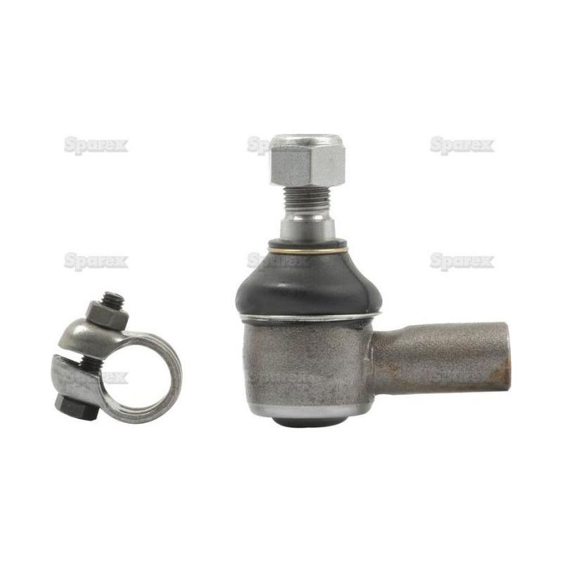 The Sparex Track Rod (S.71113) is a 60mm mechanical joint component featuring a smooth cylindrical section with an attached ring clamp and bolt, and it incorporates a female thread of 11/16" x 18tpi.