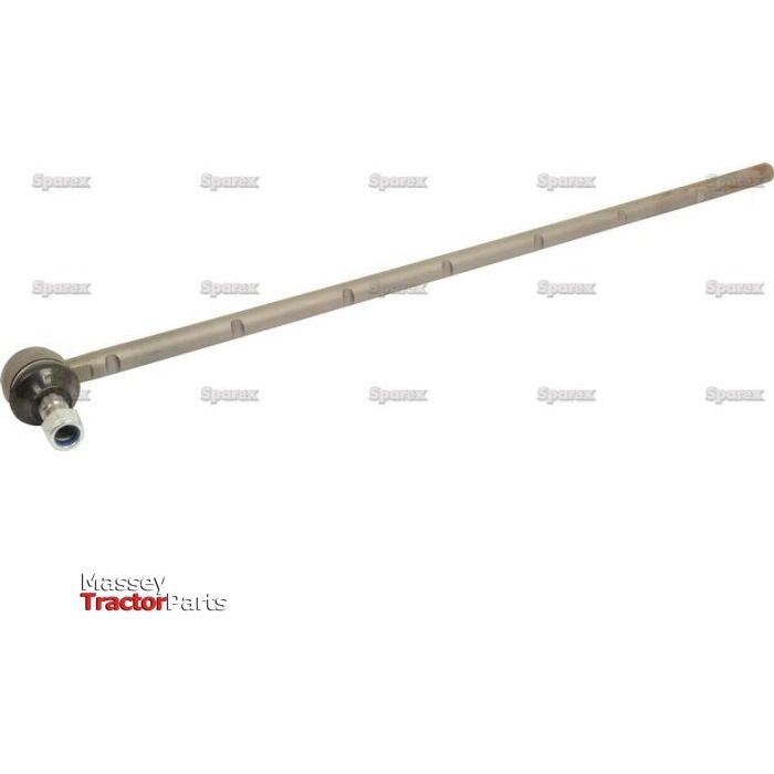 A long metallic rod, identified as the Track Rod (S.107461) with a length of 740mm from the brand Sparex, is shown against a white background with subtle text and logos overlaid.