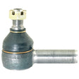 Close-up image of a Sparex Track Rod, 85mm in length, with M18 x 1.5 RH male thread straight, showcasing its threads and ball joint.