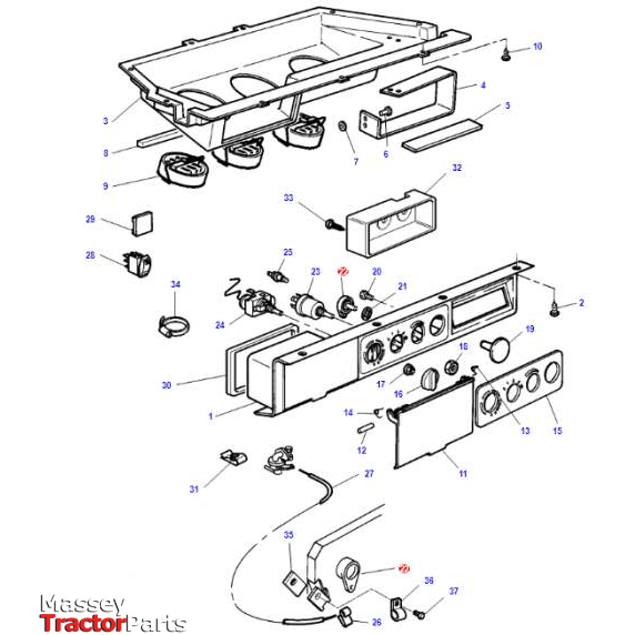 Massey Ferguson Tractor Cab - Heater Lever - 3902211M1 | OEM | Massey Ferguson parts | Cabin Heater & Heater Accessories-Massey Ferguson-Air Conditioning,Cab Accessories,Cabin & Body Panels,Cabin Heater & Heater Accessories,Farming Parts,Tractor Parts
