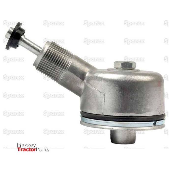 A Ford New Holland tractor fuel sediment bowl assembly, complete with a manual valve, threaded components, and a Sparex Tractormeter Adaptor Assembly (Sparex Part No. S.61774), is displayed against a plain background with watermarks.