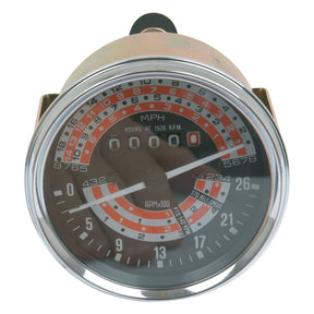 Close-up of the Sparex Tachometer (MPH) | Sparex Part No.S.41084, an analog gauge displaying speeds in miles per hour and revolutions per minute, with a resettable odometer reading 0000. This precise 78mm gauge is compatible with Massey Ferguson tractors.