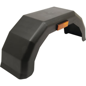 The Sparex Trailer Mudguard (Single) - S.20571, a black polythene fender with an orange side reflector, is designed for tyre sizes of 10''.