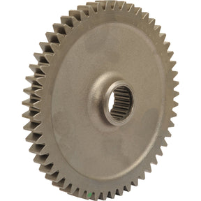 A close-up of a metallic gear with evenly spaced teeth around its circumference, reminiscent of the precision found in Sparex Transmission Gear (Part No. S.107352).