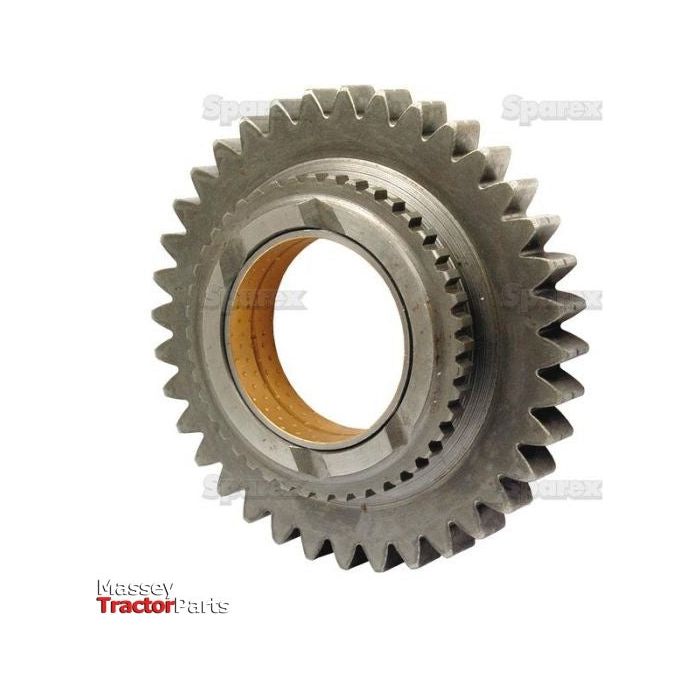 Close-up of a mechanical gear with visible teeth, labeled "Sparex" in the background and "Transmission Gear | Sparex Part No.S.42153" on the bottom left corner.