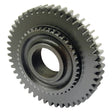 A close-up of the Sparex Transmission Gear - 1st (Sparex Part No. S.62565), featuring black metal interlocking teeth and a central circular hole for mounting; ideal for those seeking high-quality Sparex tractor parts.