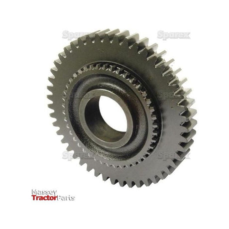A transmission gear with multiple teeth, used in machinery. The image features logos for Massey Tractor Parts and International Harvester Sparex. Product Name: Transmission Gear - 1st | Sparex Part No. S.62565 from the brand Sparex.