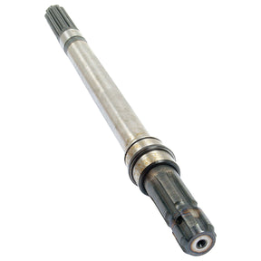 A Transmission PTO Output Shaft by Sparex (Part No. S.277) is a metal cylindrical component with grooves at both ends, commonly utilized in mechanical or Massey Ferguson automotive applications.